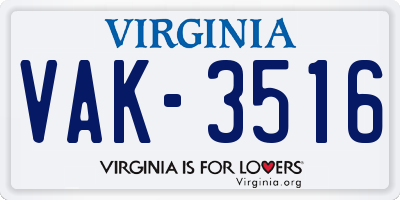VA license plate VAK3516
