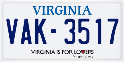 VA license plate VAK3517