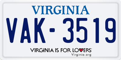 VA license plate VAK3519