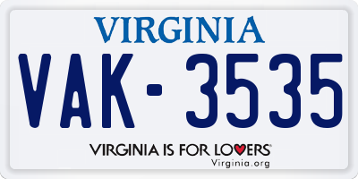 VA license plate VAK3535
