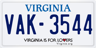 VA license plate VAK3544
