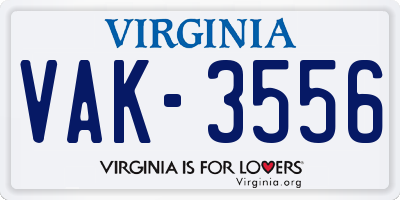 VA license plate VAK3556