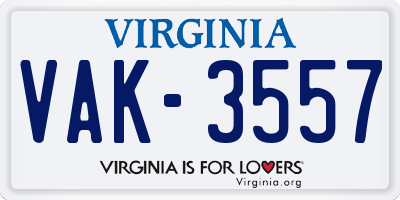 VA license plate VAK3557