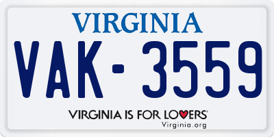 VA license plate VAK3559