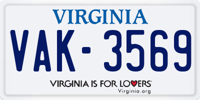 VA license plate VAK3569
