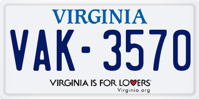 VA license plate VAK3570