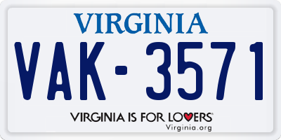 VA license plate VAK3571