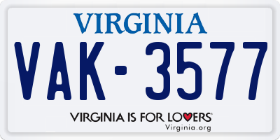 VA license plate VAK3577