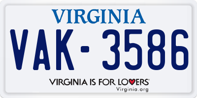 VA license plate VAK3586
