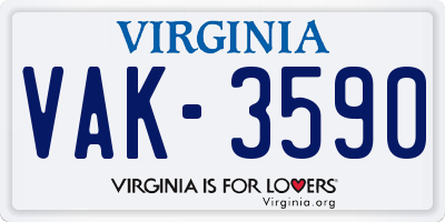 VA license plate VAK3590
