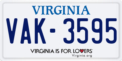 VA license plate VAK3595