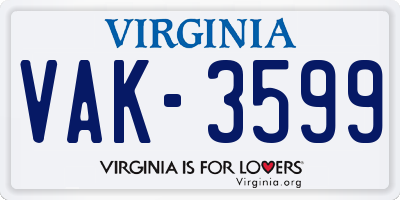 VA license plate VAK3599