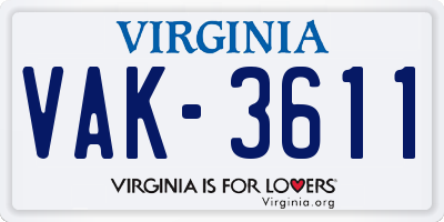 VA license plate VAK3611