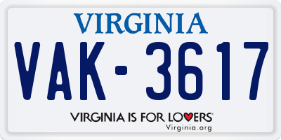 VA license plate VAK3617