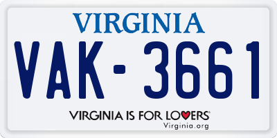 VA license plate VAK3661