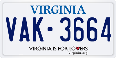 VA license plate VAK3664