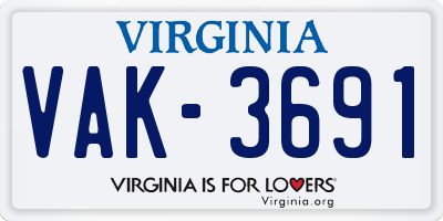 VA license plate VAK3691