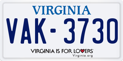 VA license plate VAK3730
