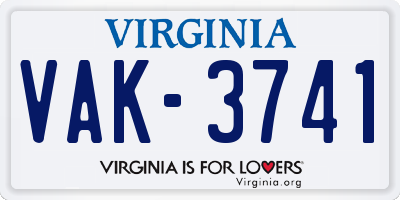 VA license plate VAK3741