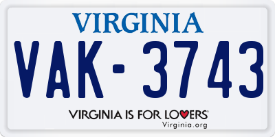 VA license plate VAK3743