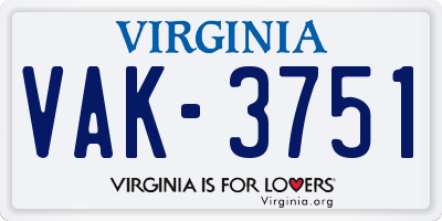 VA license plate VAK3751