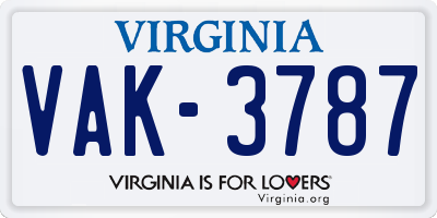 VA license plate VAK3787