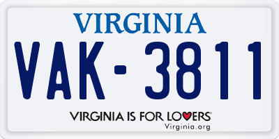 VA license plate VAK3811