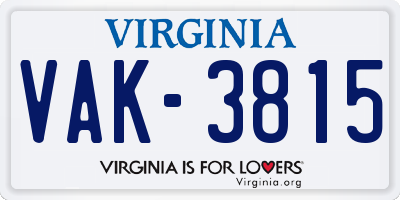 VA license plate VAK3815