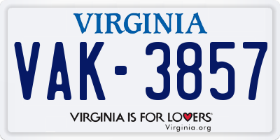 VA license plate VAK3857