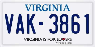 VA license plate VAK3861