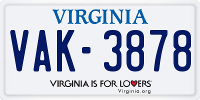 VA license plate VAK3878