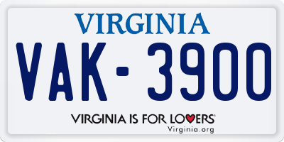 VA license plate VAK3900