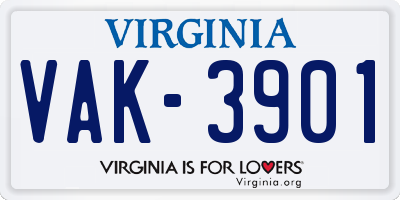 VA license plate VAK3901