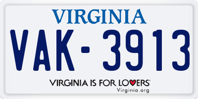 VA license plate VAK3913