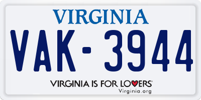 VA license plate VAK3944