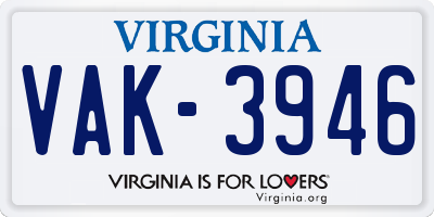VA license plate VAK3946