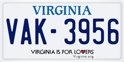 VA license plate VAK3956