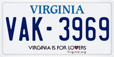 VA license plate VAK3969