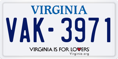 VA license plate VAK3971