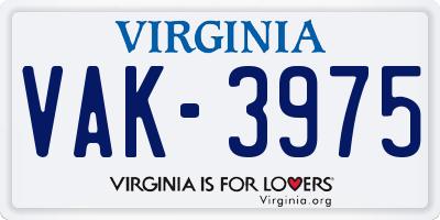 VA license plate VAK3975