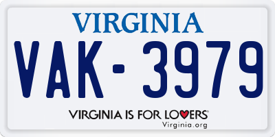 VA license plate VAK3979