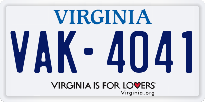 VA license plate VAK4041