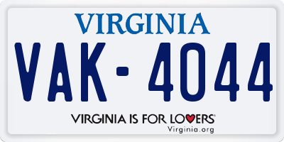 VA license plate VAK4044