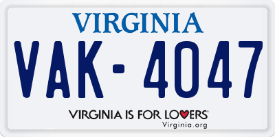 VA license plate VAK4047
