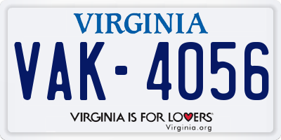 VA license plate VAK4056