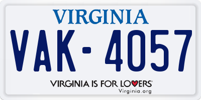 VA license plate VAK4057