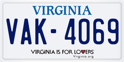 VA license plate VAK4069