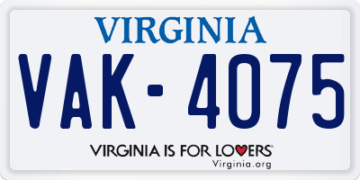 VA license plate VAK4075