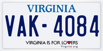 VA license plate VAK4084