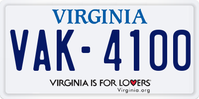 VA license plate VAK4100